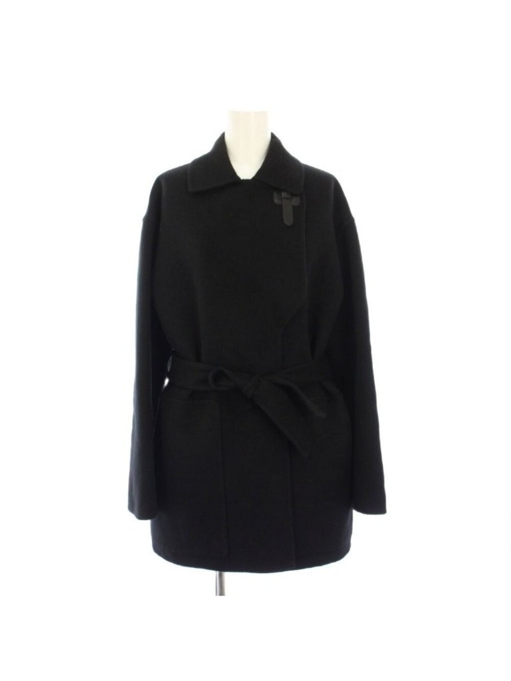 Hermes Cashmere Double Face Coat Middle Length Black 36